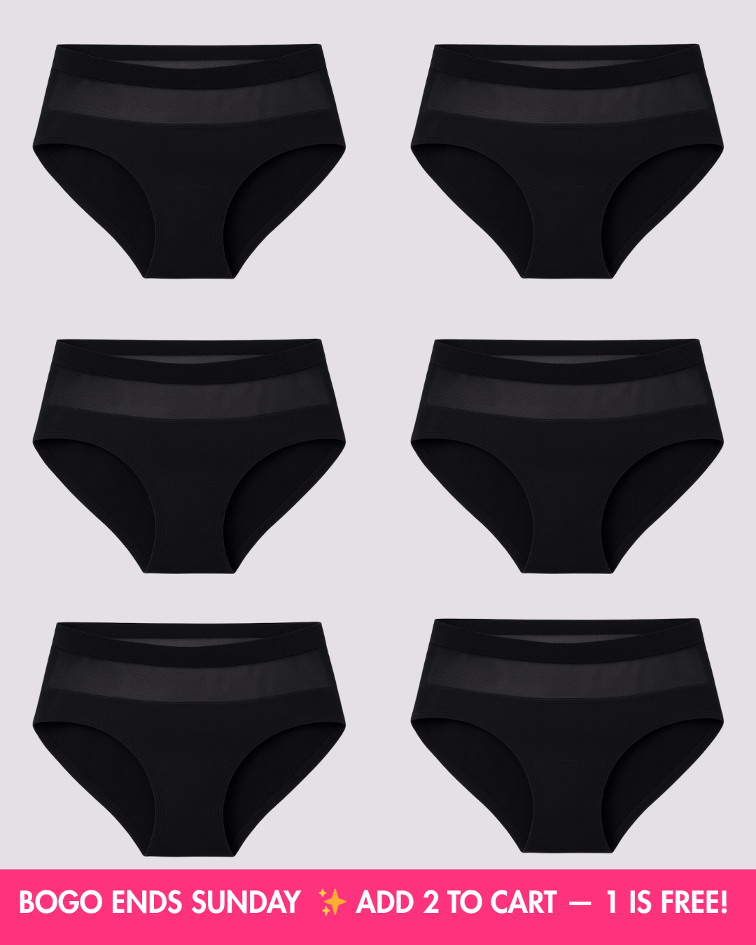 Active Fit (Not just for the) Gym Period Underwear Multipack