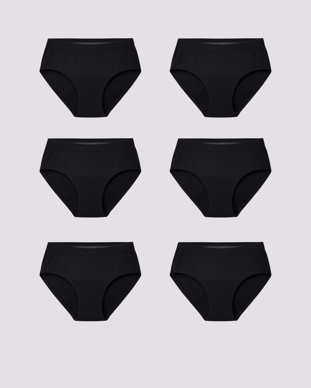 Comfy Cotton™ Dailys Period Underwear Black Multipack