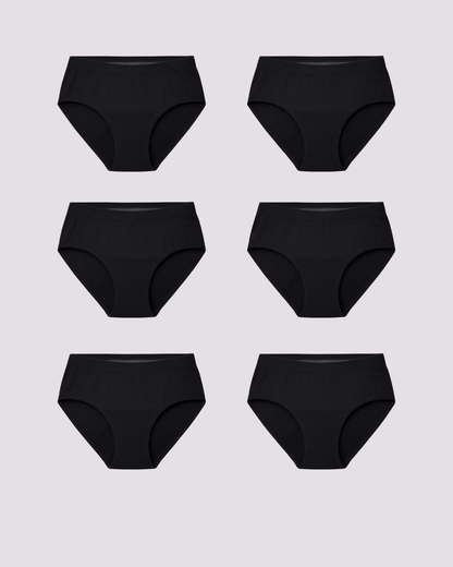 Comfy Cotton™ Dailys Period Underwear Black Multipack