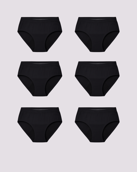 Comfy Cotton™ Dailys Period Underwear Black Multipack