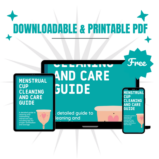 FREE Printable PDF: Menstrual Cup Cleaning and Care Guide: A detailed guide to cleaning and maintaining menstrual cups, including tips for proper sanitisation and storage.