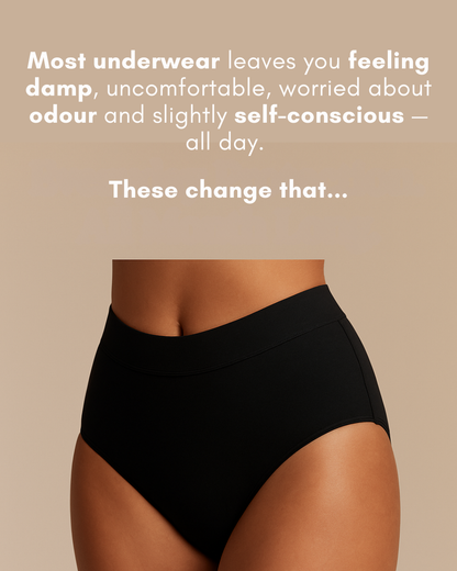Comfy Cotton™ Dailys Period Underwear Black– All-Month Everyday Protection (20ml Absorbency)