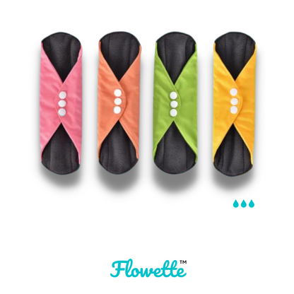 4 Pack Flowette Reusable Bamboo Fibre Cloth Menstrual