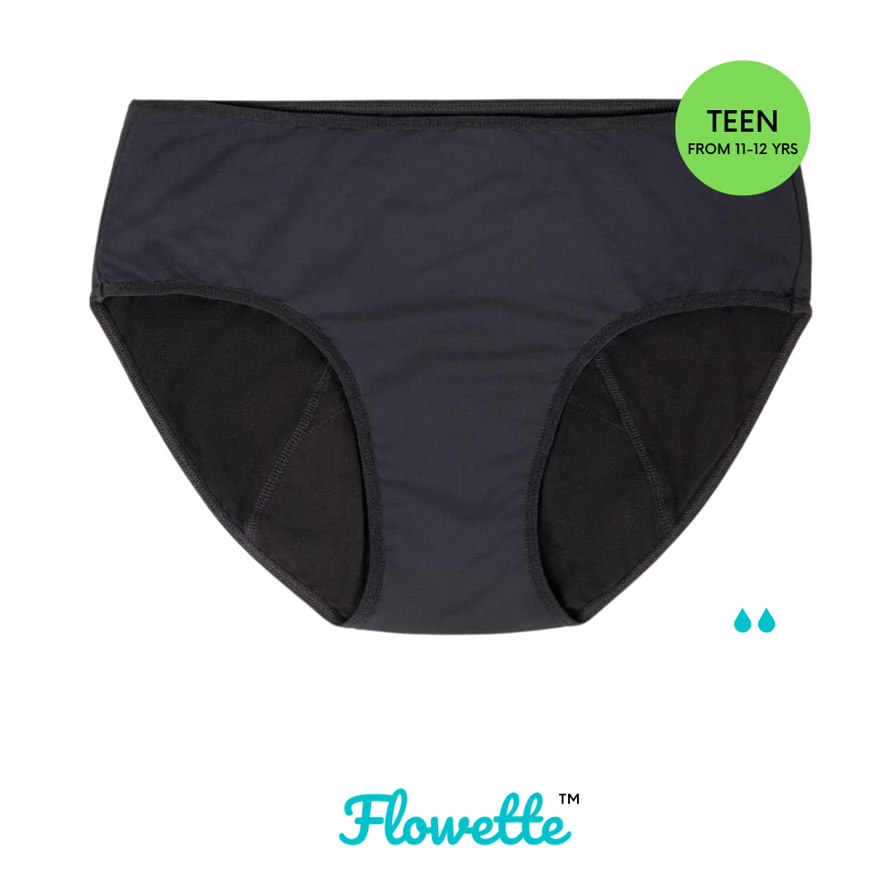 TEEN - Flowette Classic Comfy Cotton™ Dailys Period Underwear Black